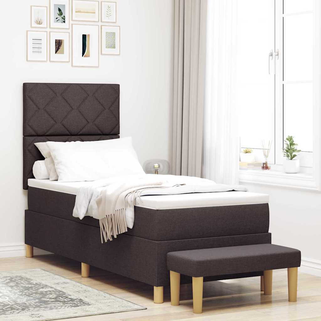 Boxspringbett mit Kopfteil Dunkelbraun 200 x 80 cm Stoff