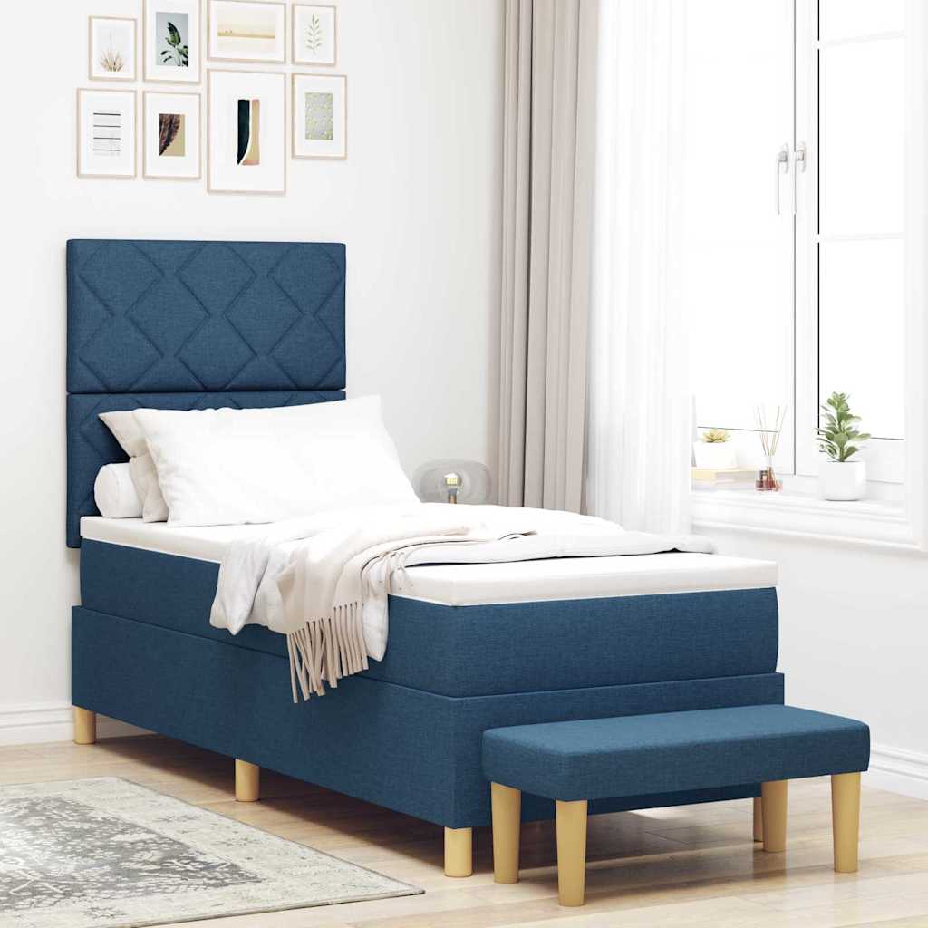 Boxspringbett mit Kopfteil Blau 200 x 80 cm Stoff