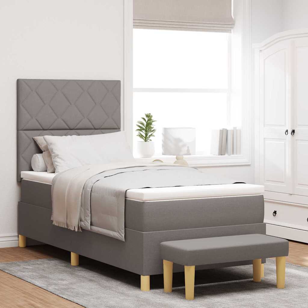 Boxspringbett mit Kissen mit Kopfteil Taupe 190 x 90 cm Stoff