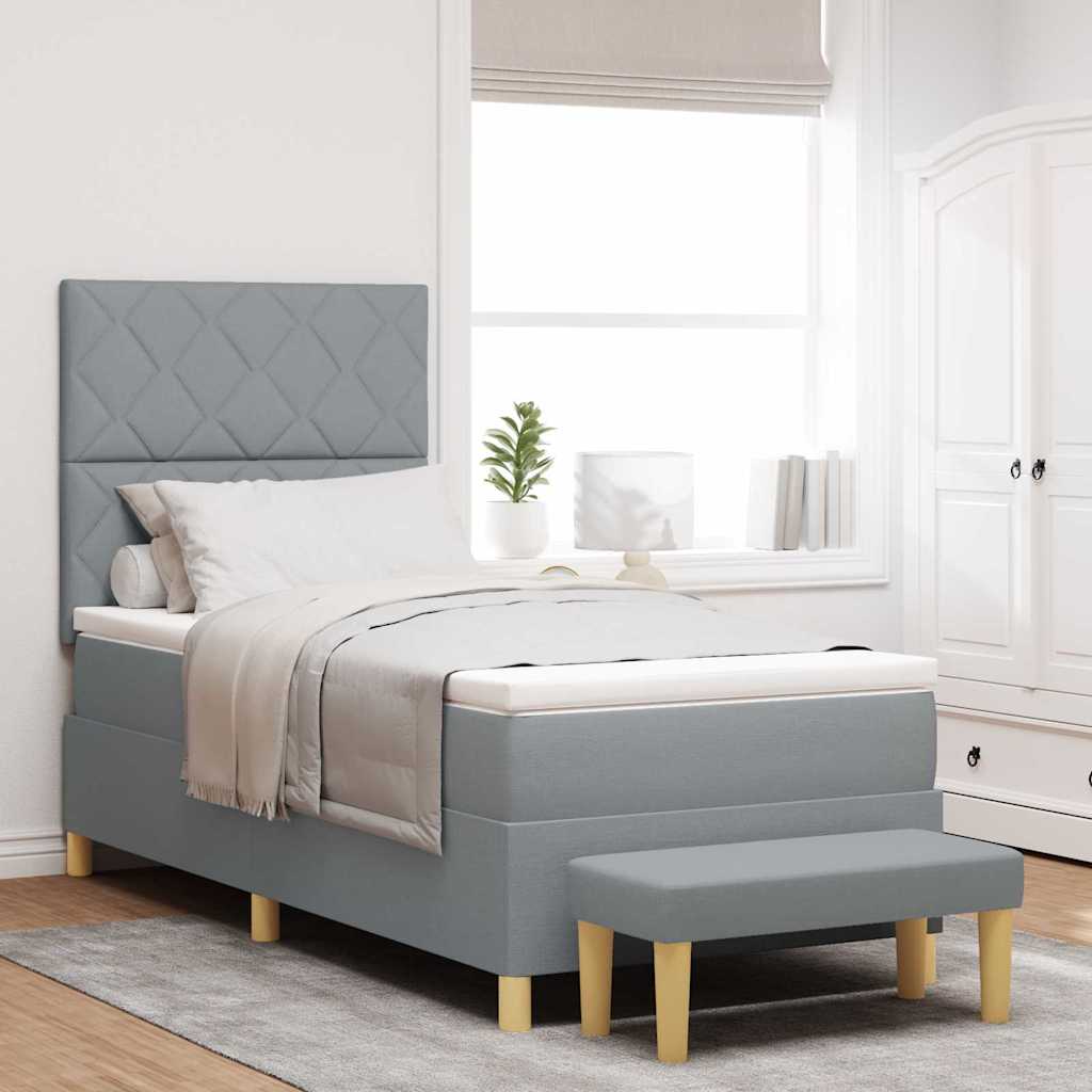 Boxspringbett mit Kissen Hellgrau 200 x 100 cm Stoff