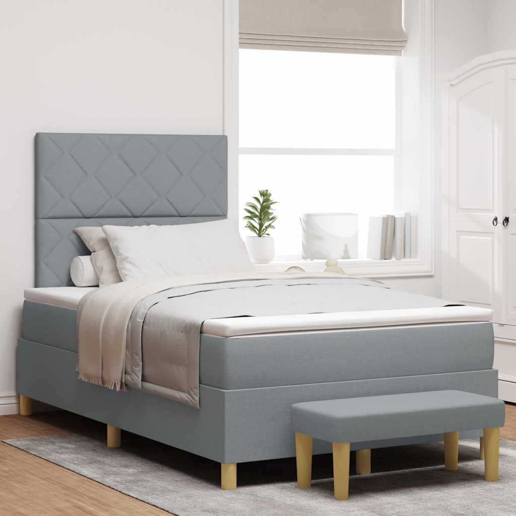 Boxspringbett mit Kissen Hellgrau 190 x 120 cm Stoff