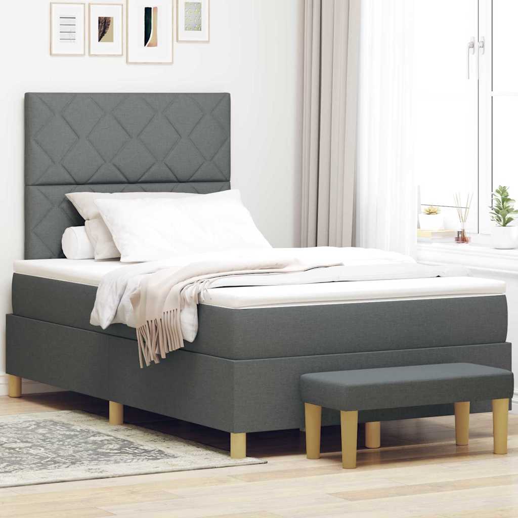 Boxspringbett mit Kopfteil Dunkelgrau 190 x 120 cm Stoff
