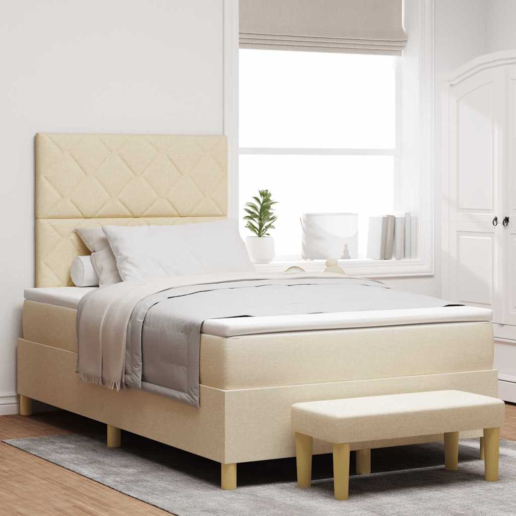 Boxspringbett mit Kopfteil Creme 190 x 120 cm Stoff