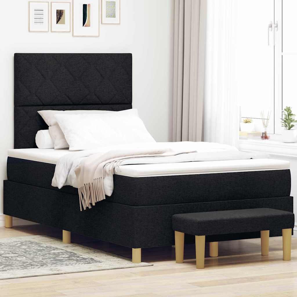 Boxspringbett mit Kissen Schwarz 200 x 120 cm Stoff