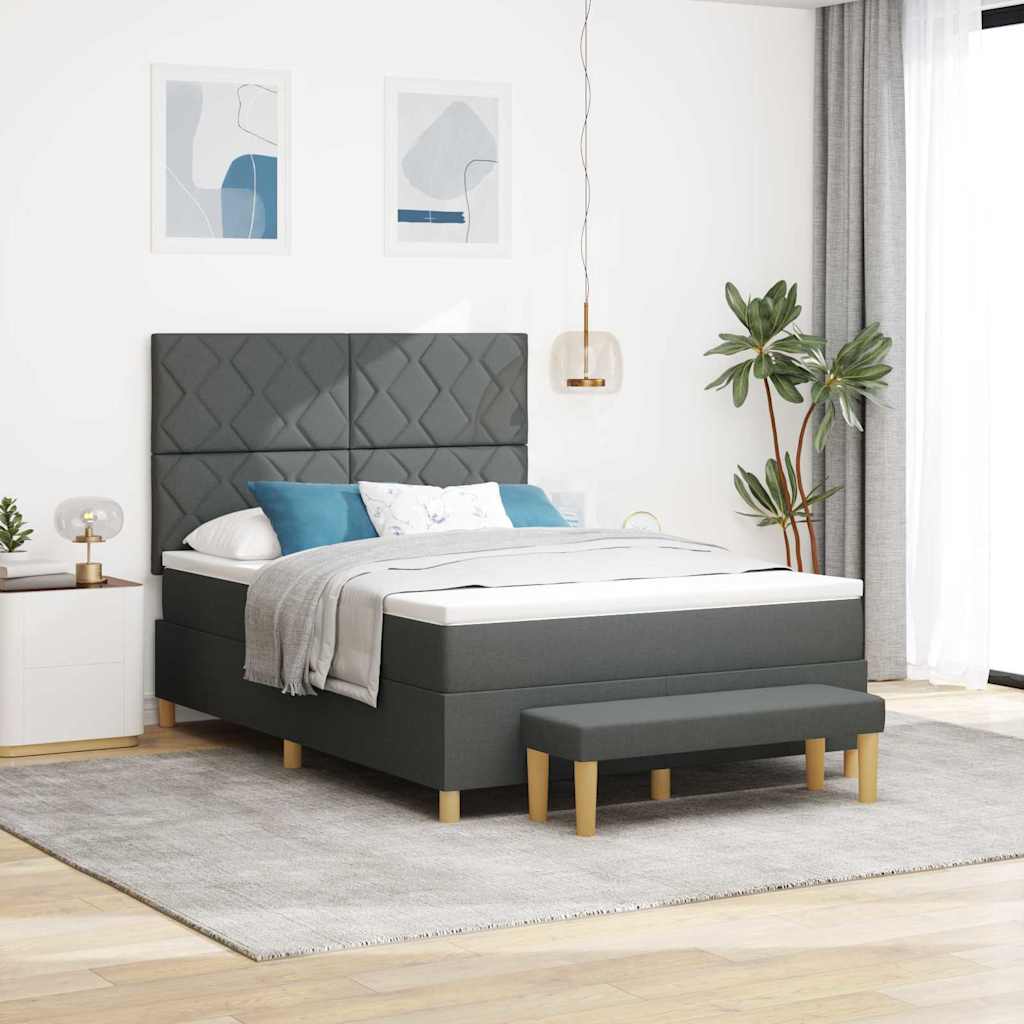 Boxspringbett mit Kissen Dunkelgrau 200 x 160 cm Stoff