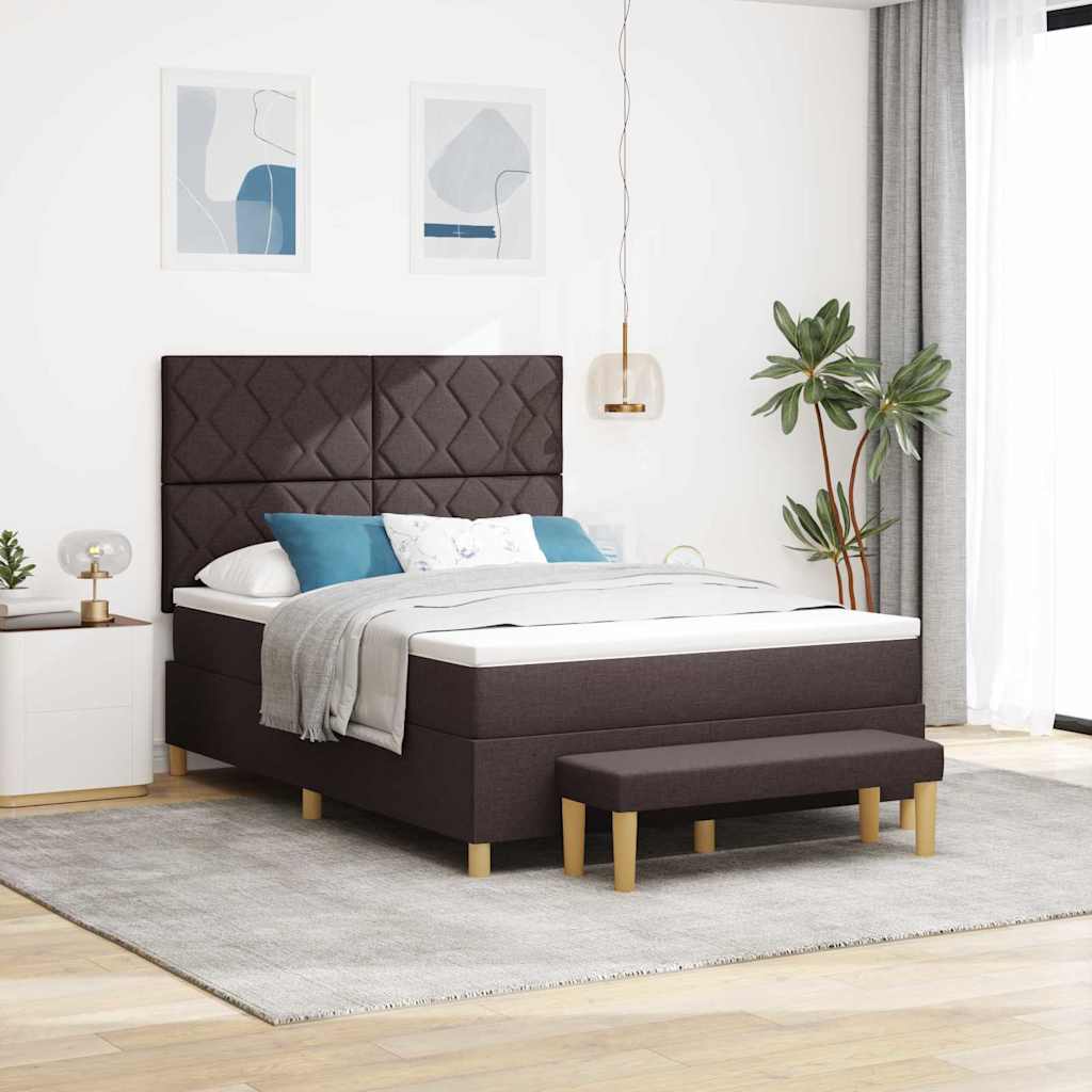 Boxspringbett mit Kopfteil Dunkelbraun 200 x 160 cm Stoff