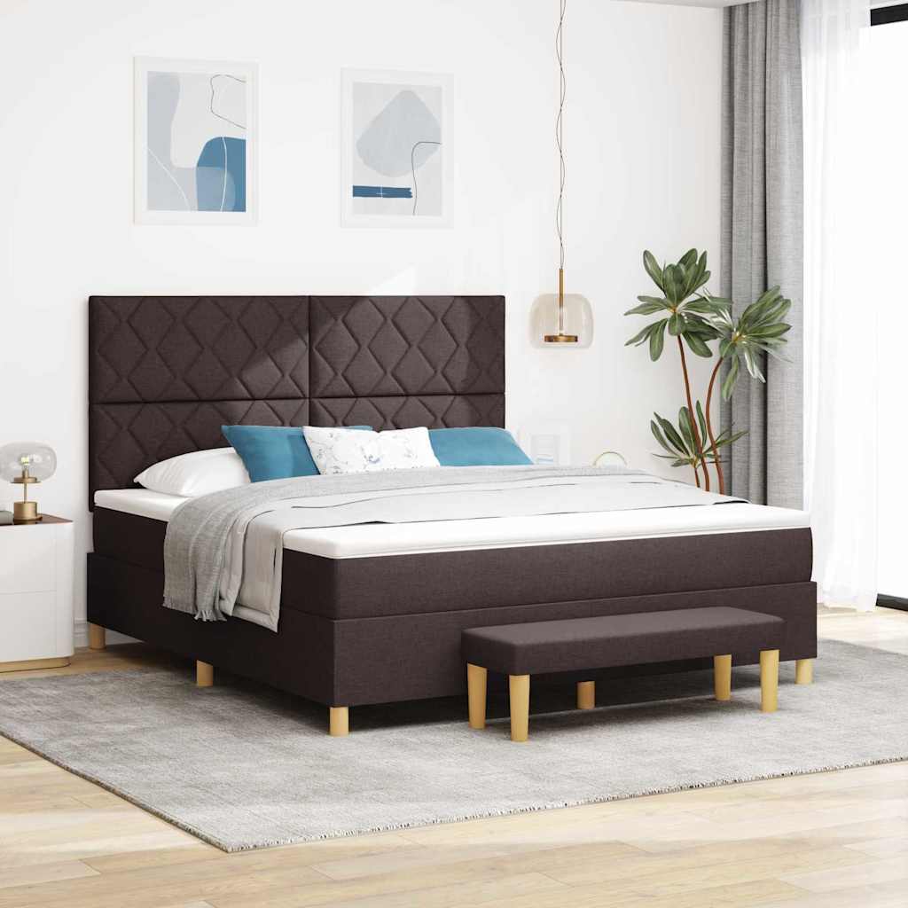 Boxspringbett mit Kopfteil Dunkelbraun 200 x 180 cm Stoff