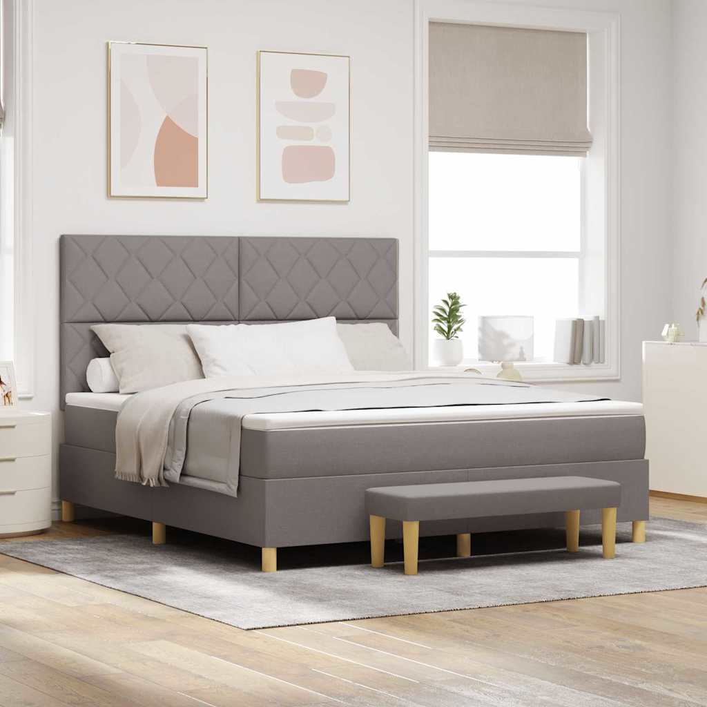 Boxspringbett mit Kopfteil Taupe 180 x 200 cm Stoff