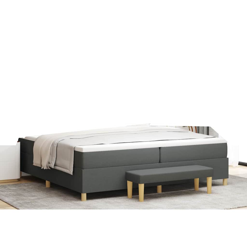 Boxspringbett mit Kopfteil Dunkelgrau 200 x 200 cm Stoff