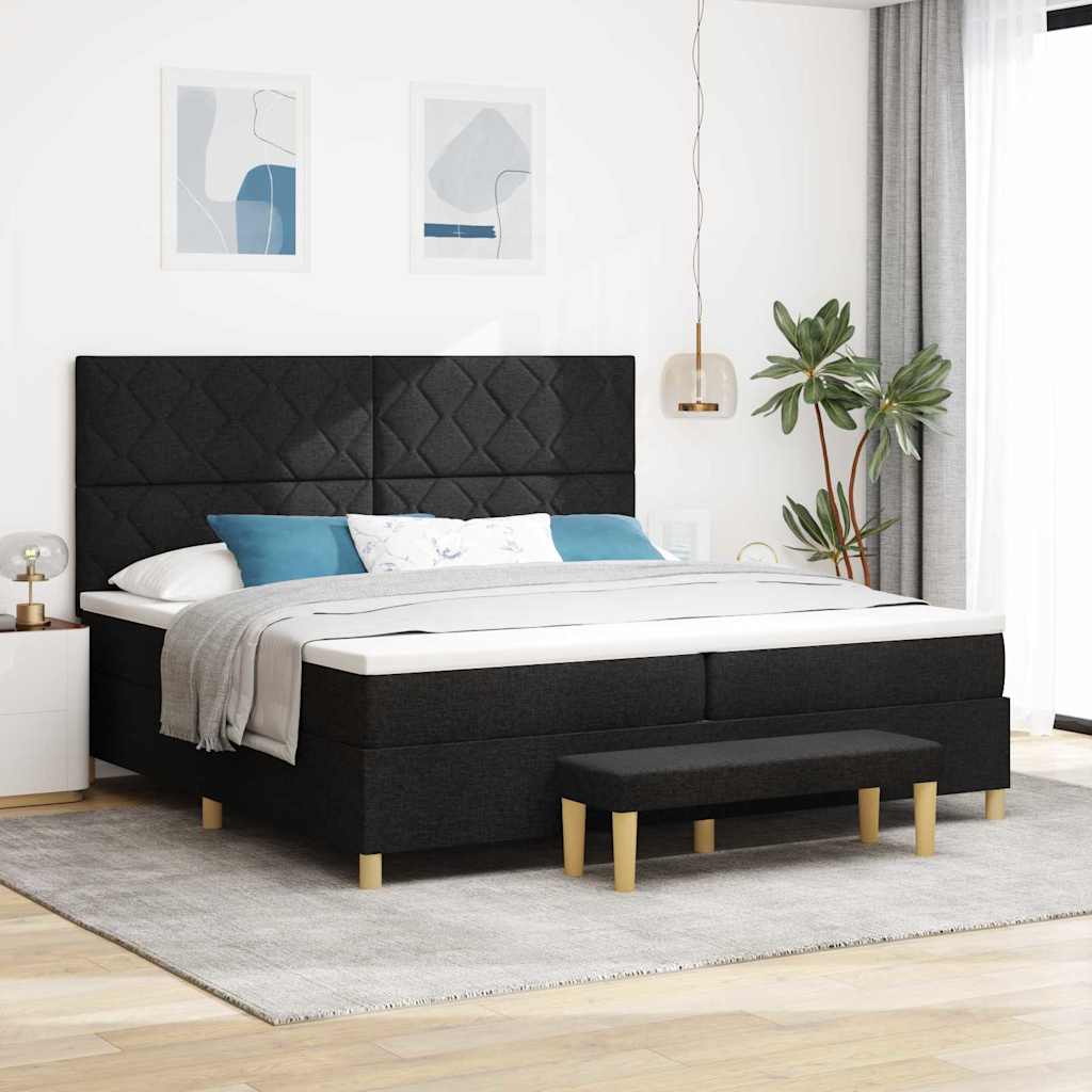 Boxspringbett mit Kopfteil Schwarz 200 x 200 cm Stoff