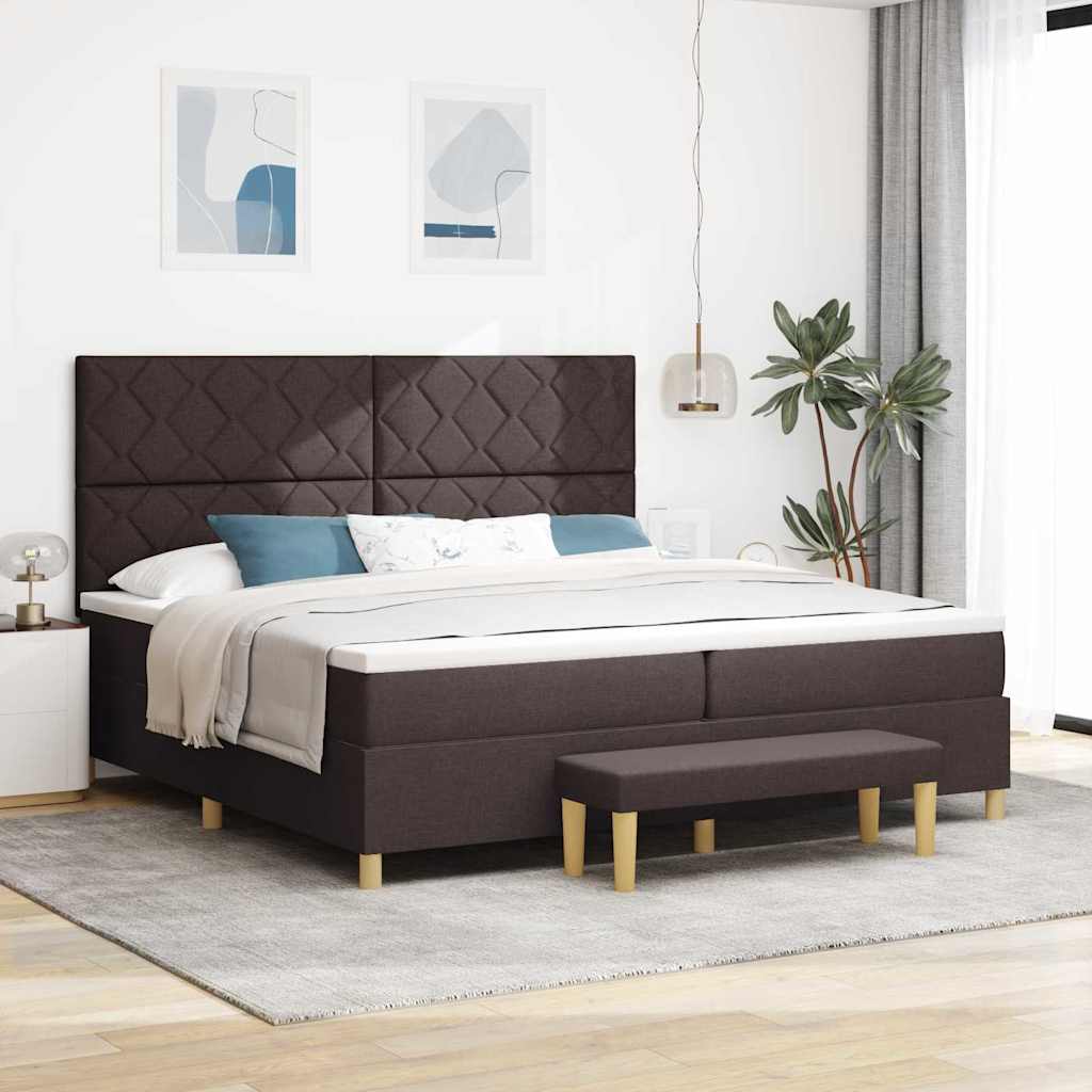 Boxspringbett mit Kopfteil Dunkelbraun 200 x 200 cm Stoff