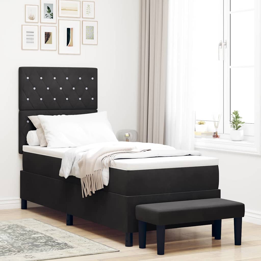 Boxspringbett mit Kopfteil Schwarz 200 x 80 cm Samt