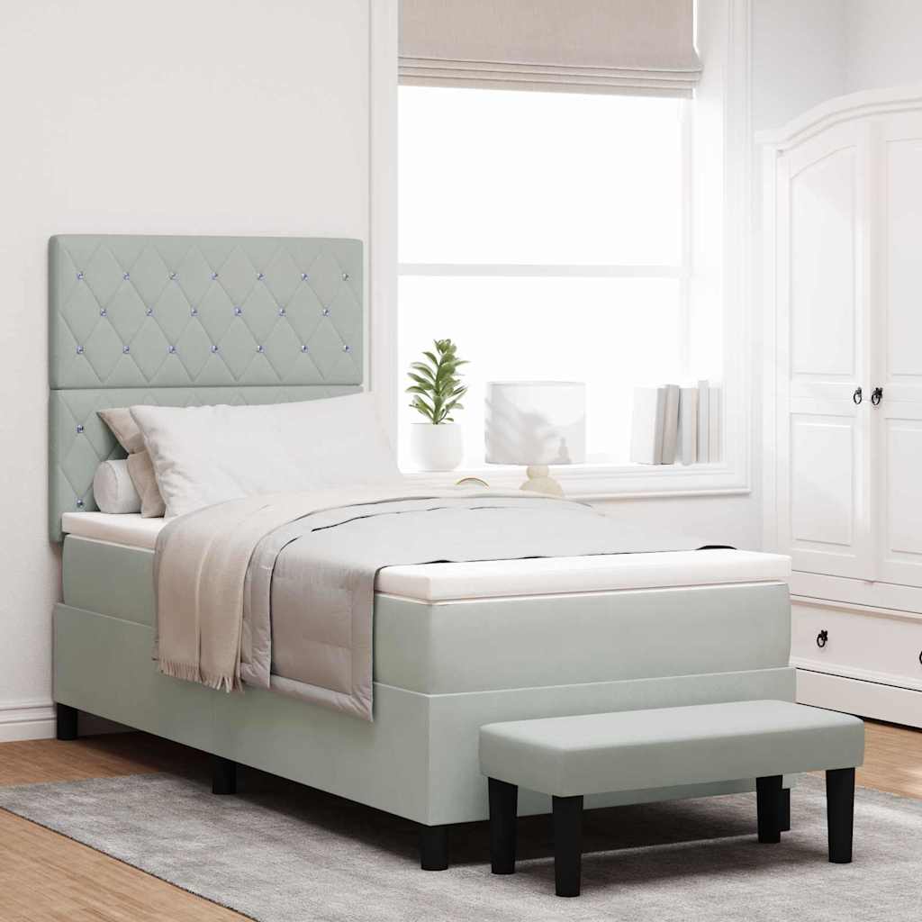 Boxspringbett mit Kopfteil Hellgrau 200 x 100 cm Samt