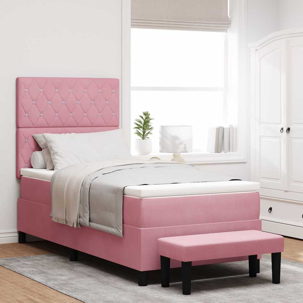 Boxspringbett mit Kopfteil Rosa 200 x 100 cm Samt