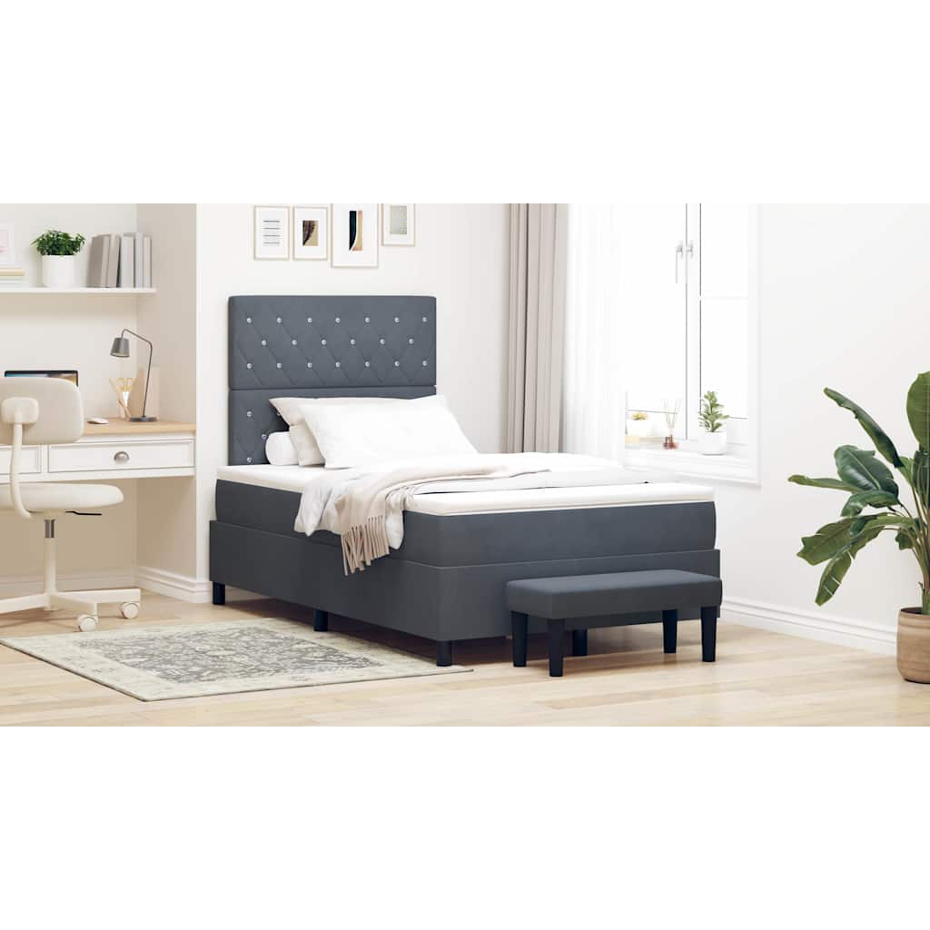 Boxspringbett mit Kopfteil Dunkelgrau 190 x 120 cm Samt