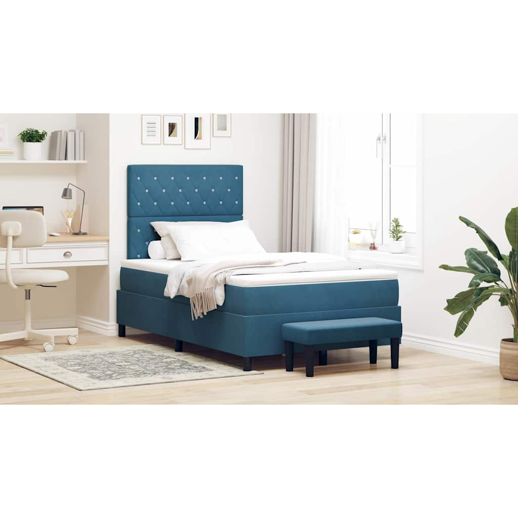 Boxspringbett mit Kopfteil Dunkelblau 190 x 120 cm Samt