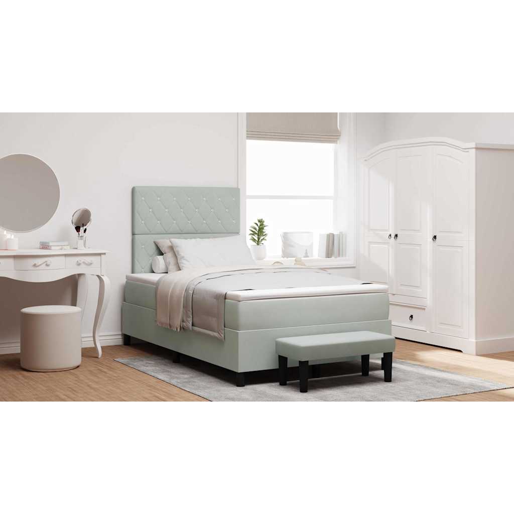 Boxspringbett mit Kopfteil Hellgrau 200 x 120 cm Samt