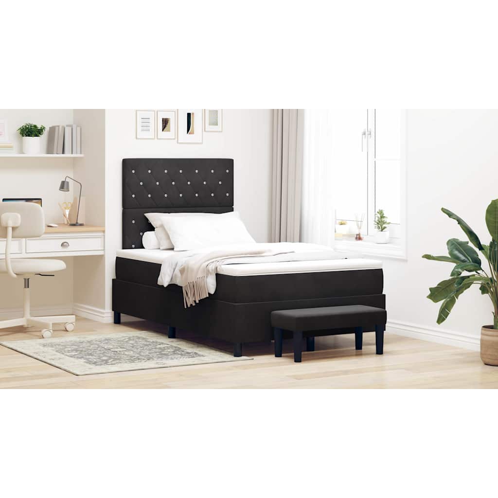 Boxspringbett mit Kopfteil Schwarz 200 x 120 cm Samt