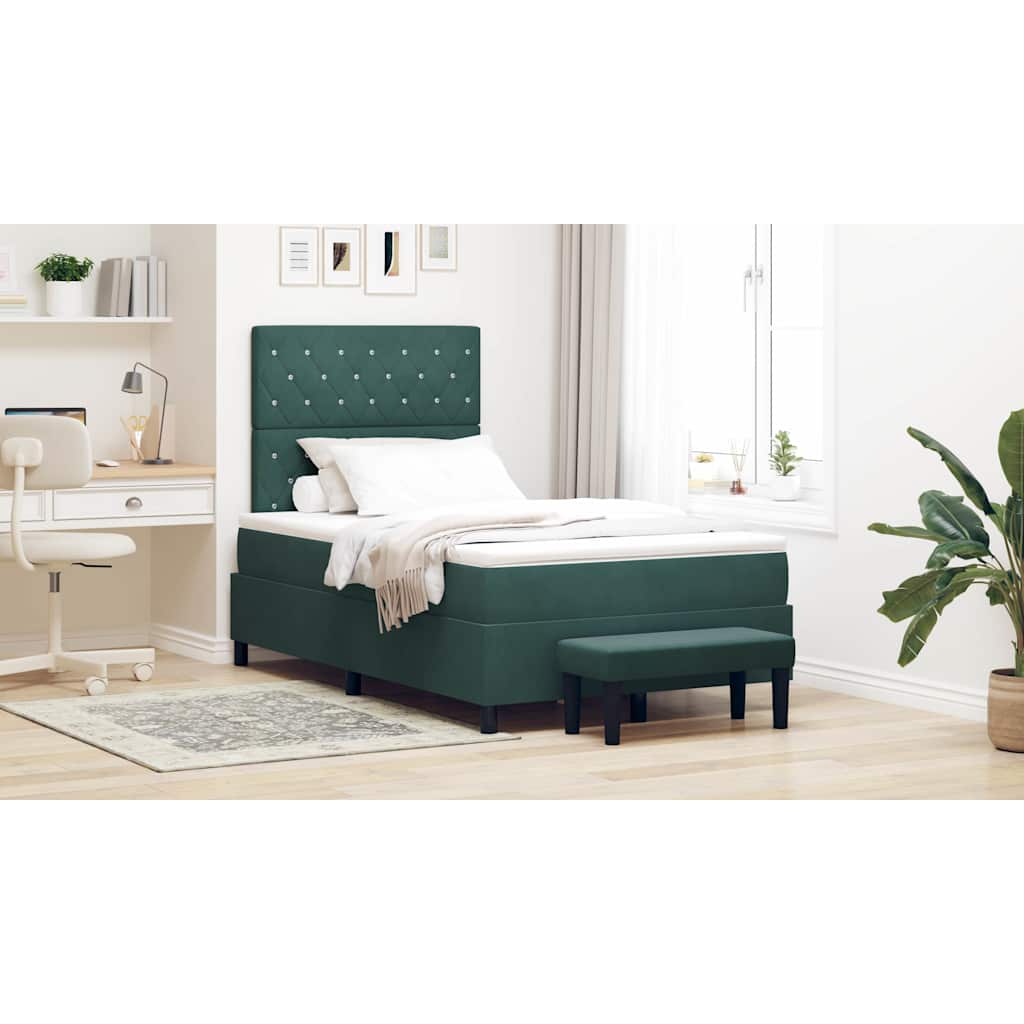 Boxspringbett mit Kopfteil Dunkelgrün 200 x 120 cm Samt