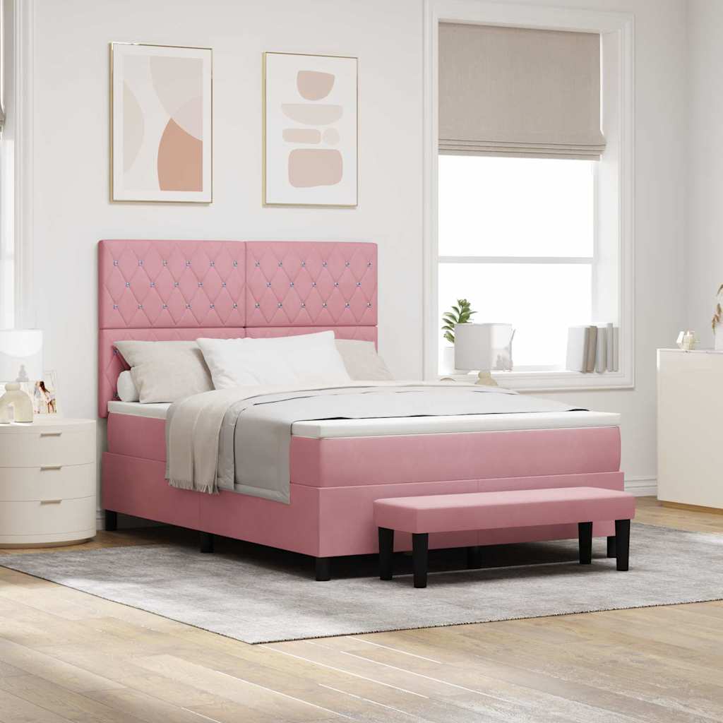 Boxspringbett mit Kopfteil Rosa 200 x 140 cm Samt