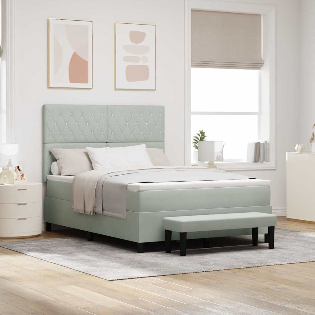 Boxspringbett mit Kopfteil Hellgrau 200 x 160 cm Samt