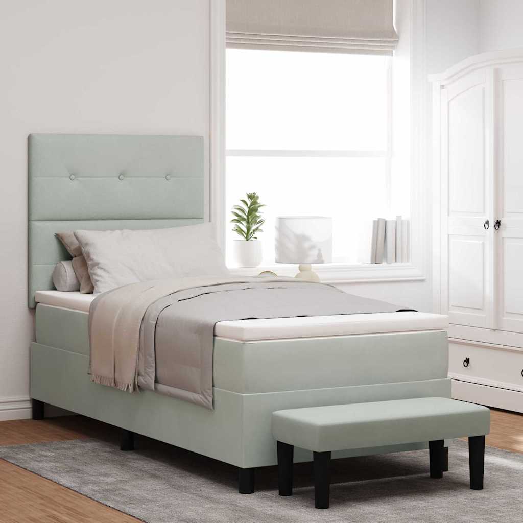 Boxspringbett mit Kopfteil Hellgrau 200 x 80 cm Samt
