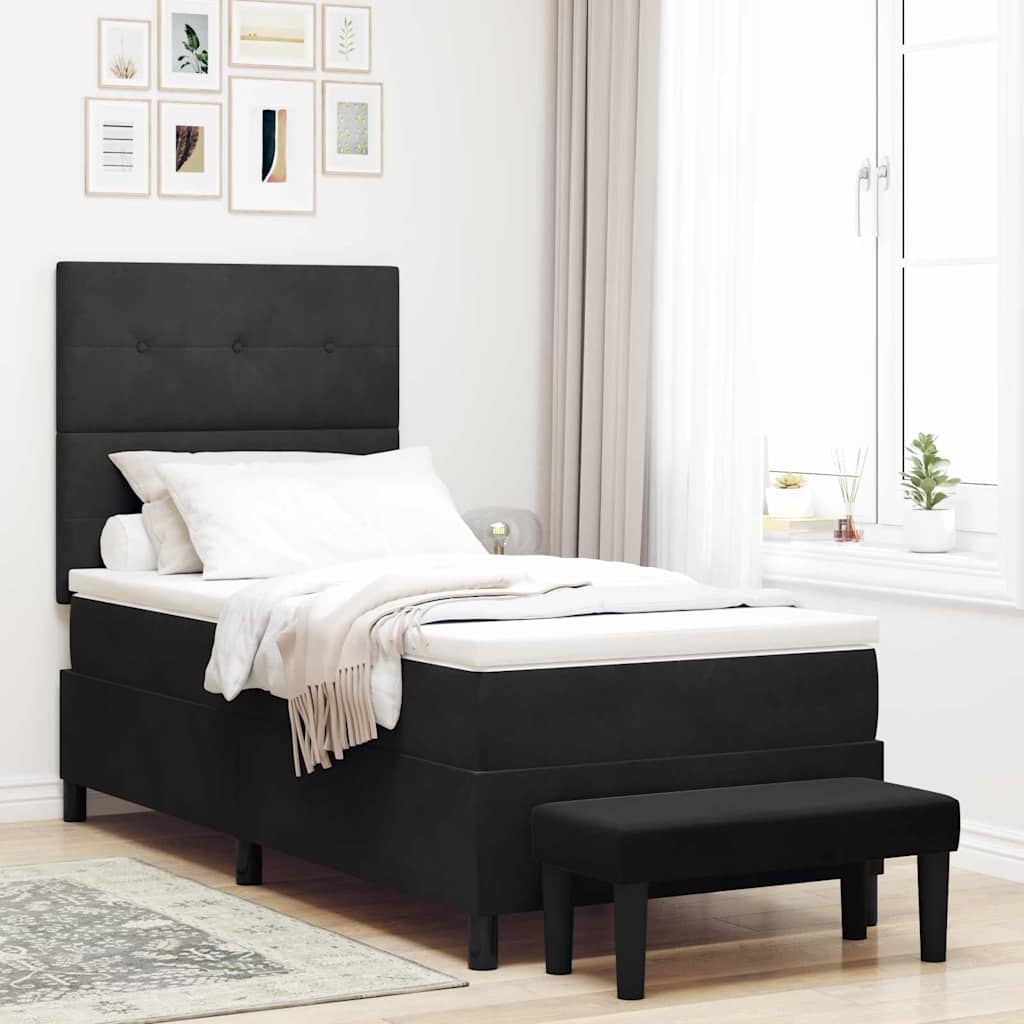 Boxspringbett mit Kopfteil Schwarz 200 x 80 cm Samt