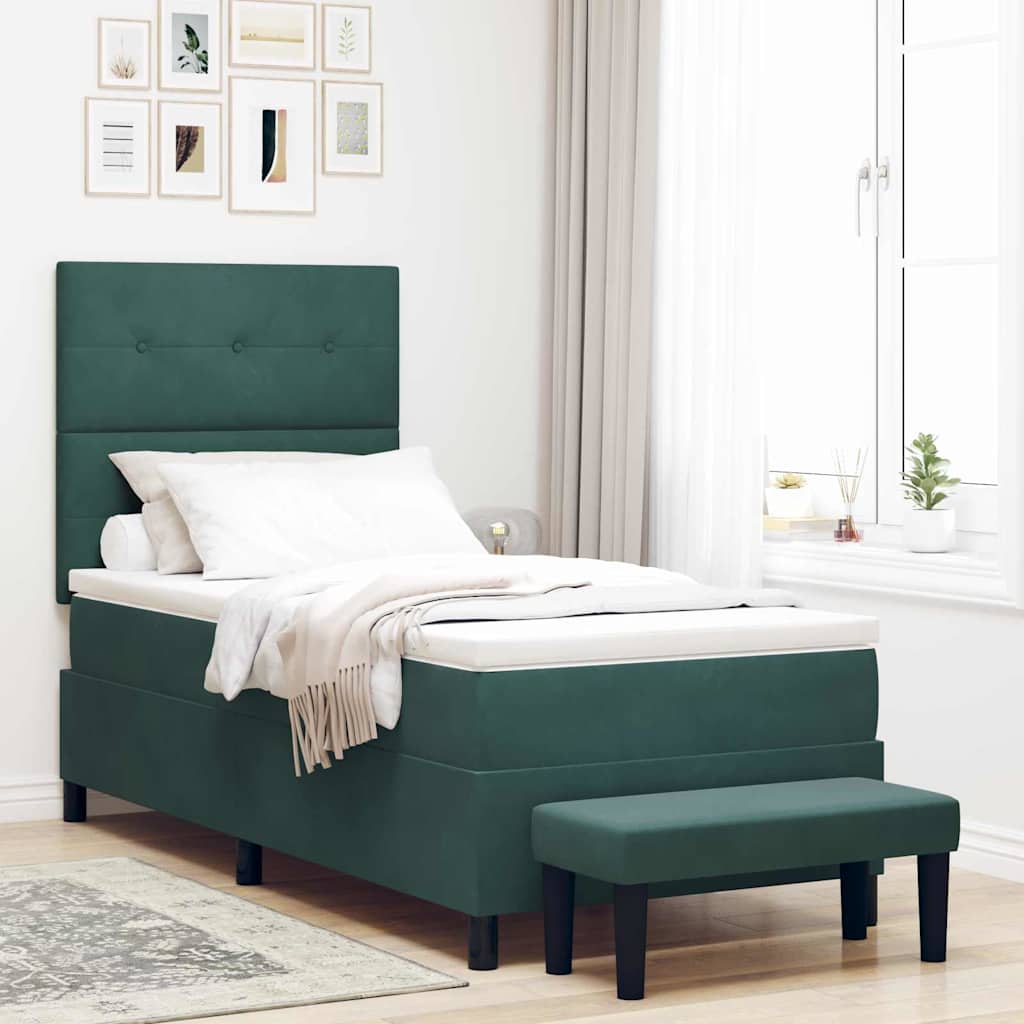 Boxspringbett mit Kopfteil Dunkelgrün 200 x 90 cm Samt