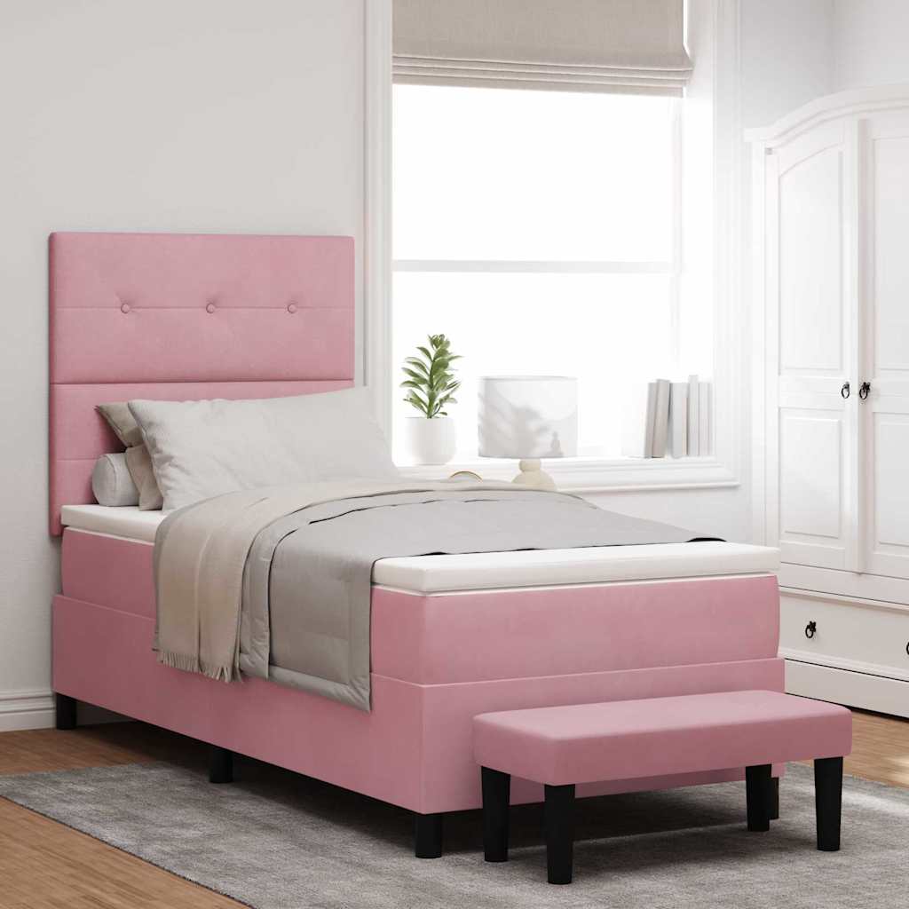 Boxspringbett mit Kopfteil Rosa 200 x 100 cm Samt