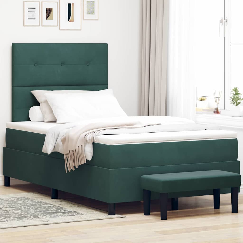 Boxspringbett mit Kopfteil Dunkelgrün 200 x 120 cm Samt