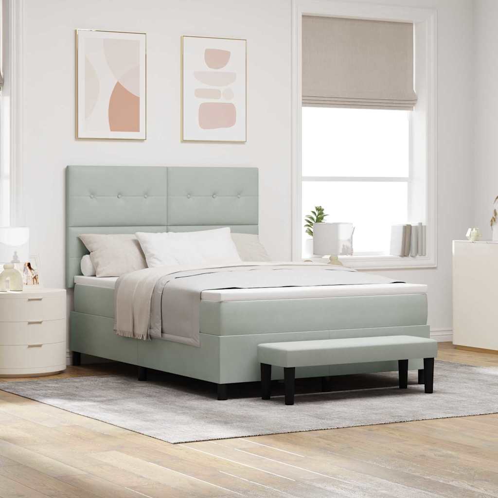 Boxspringbett mit Kopfteil Hellgrau 190 x 140 cm Samt