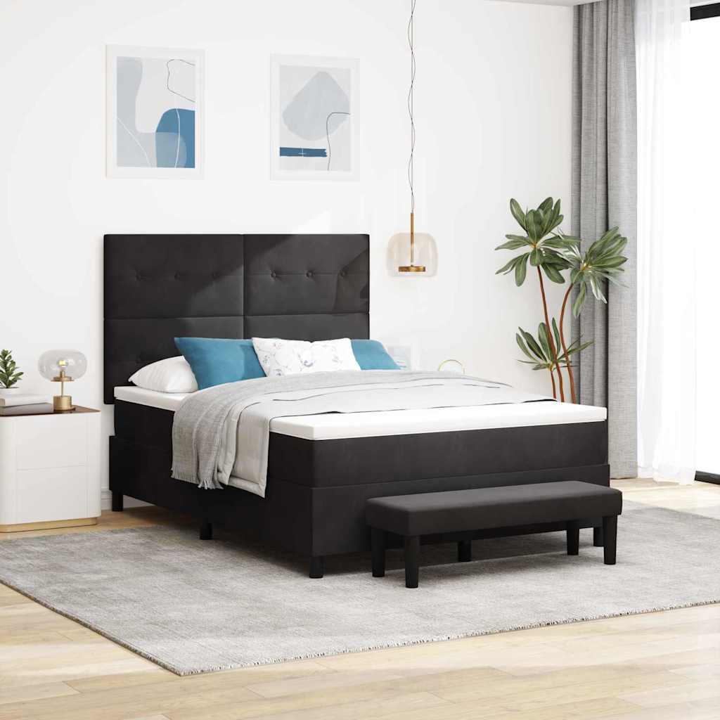 Boxspringbett mit Kopfteil Schwarz 190 x 140 cm Samt