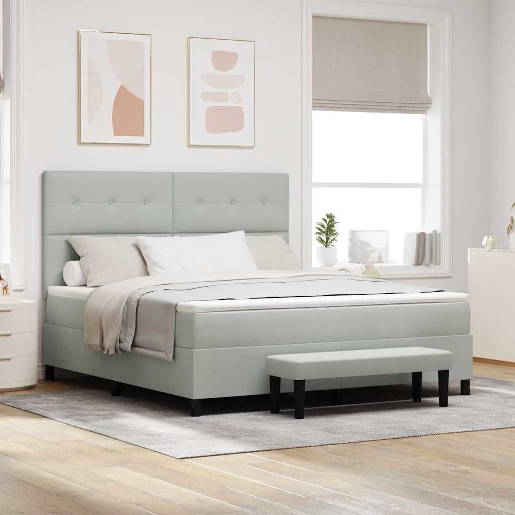 Boxspringbett mit Kopfteil Hellgrau 200 x 180 cm Samt