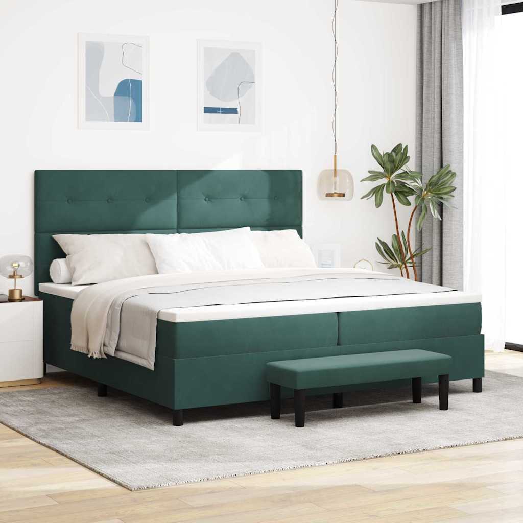 Boxspringbett mit Kopfteil Dunkelgrün 200 x 200 cm Samt