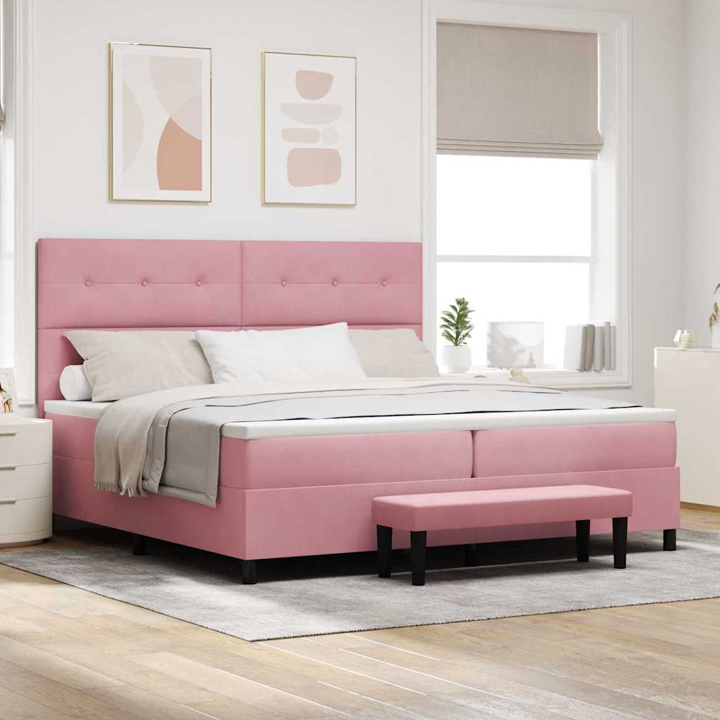 Boxspringbett mit Kopfteil Rosa 200 x 200 cm Samt