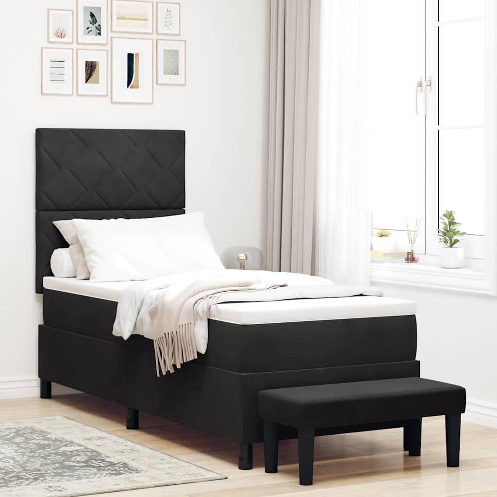 Boxspringbett mit Kopfteil Schwarz 200 x 80 cm Samt