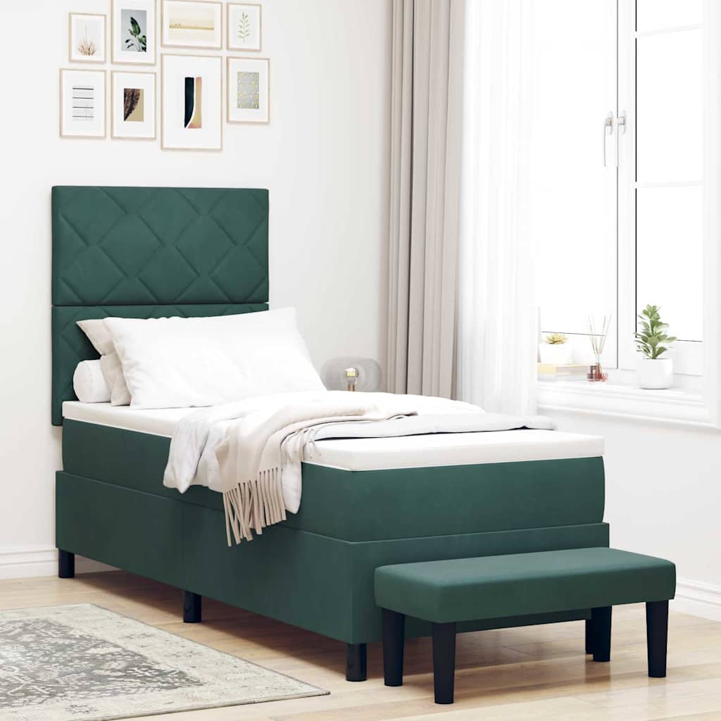 Boxspringbett mit Kopfteil Dunkelgrün 200 x 80 cm Samt