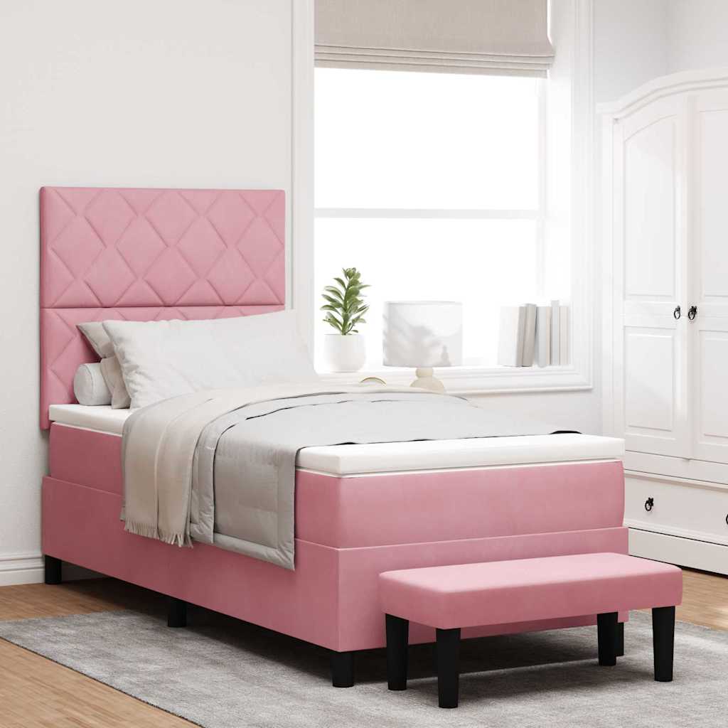 Boxspringbett mit Kopfteil Rosa 200 x 90 cm Samt