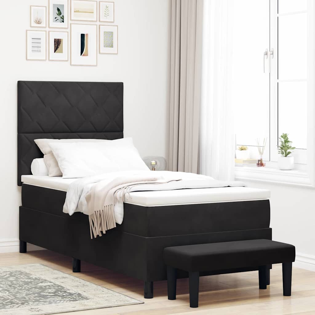 Boxspringbett mit Kopfteil Schwarz 200 x 100 cm Samt