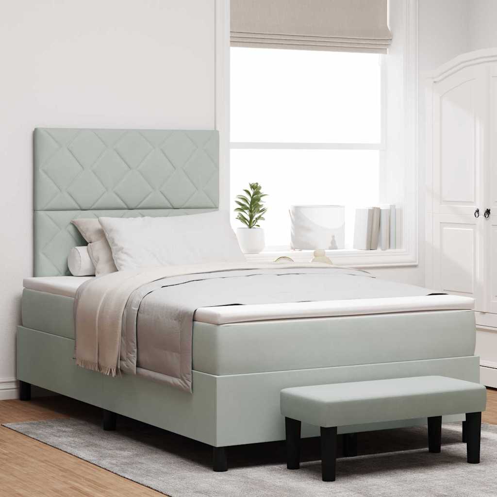 Boxspringbett mit Kissen Hellgrau 200 x 120 cm Samt