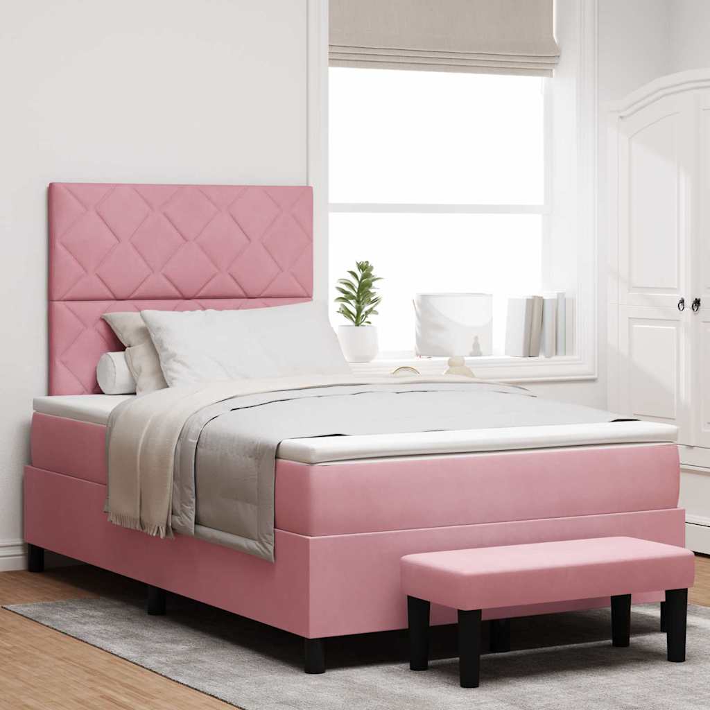Boxspringbett mit Kopfteil Rosa 200 x 120 cm Samt