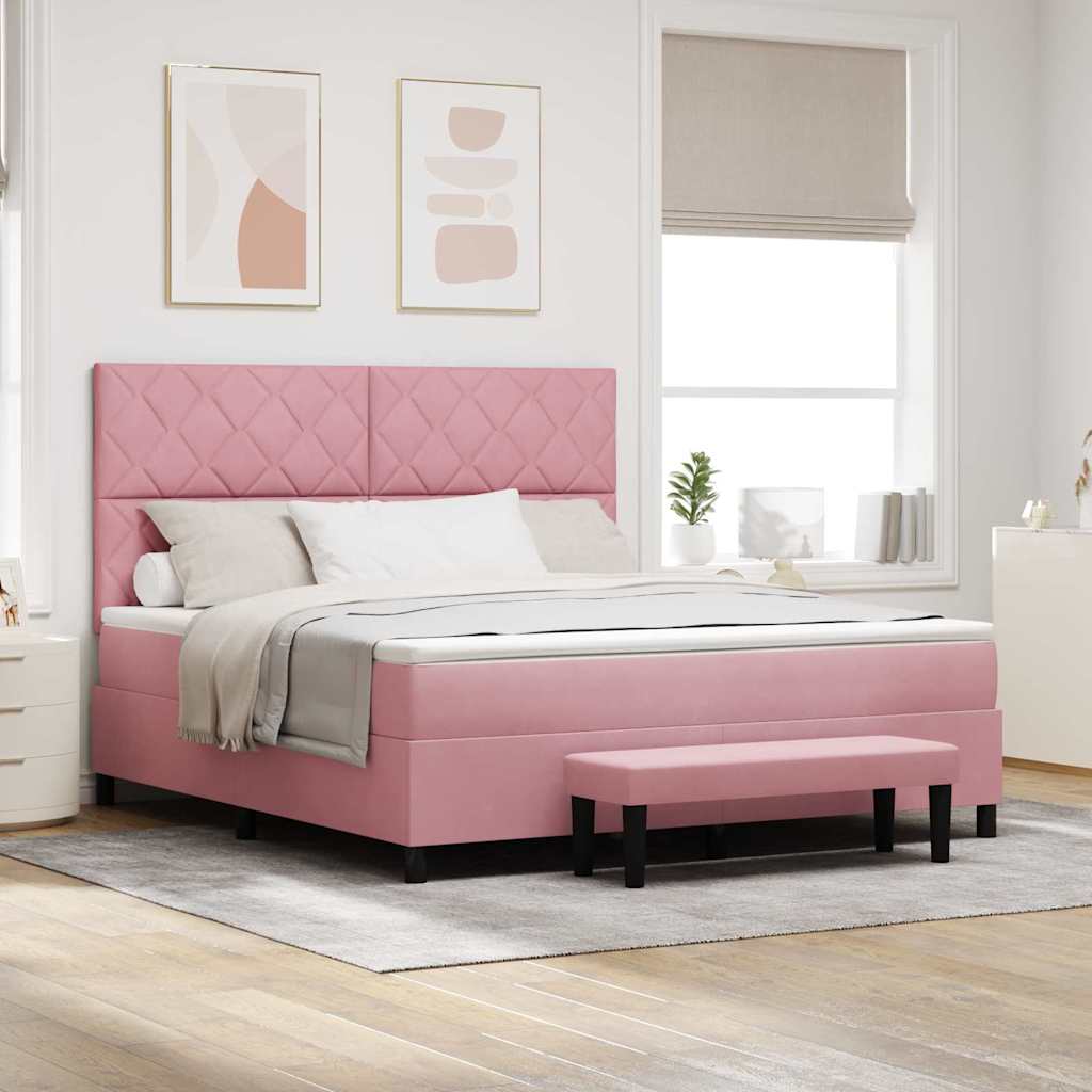 Boxspringbett mit Kopfteil Rosa 200 x 180 cm Samt