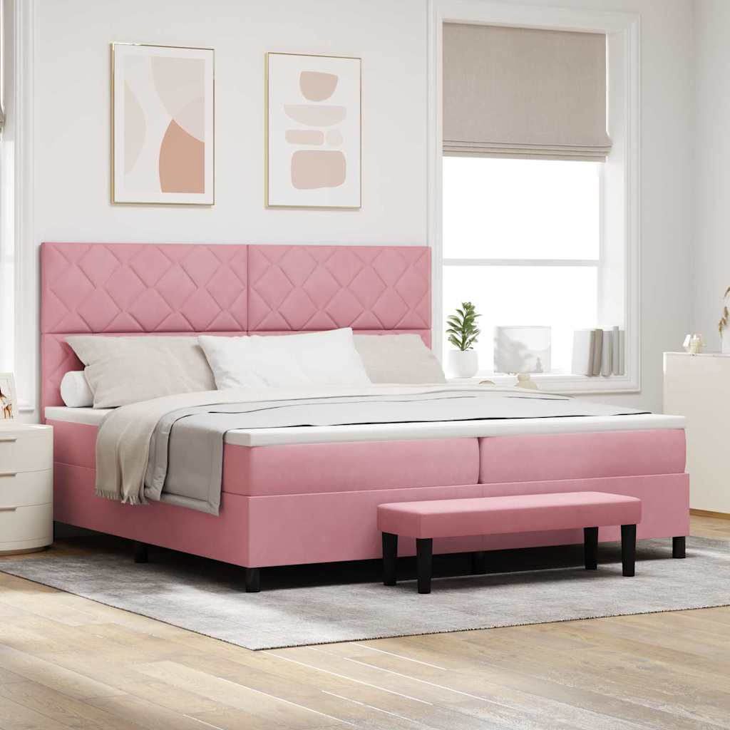 Boxspringbett mit Kopfteil Rosa 200 x 200 cm Samt
