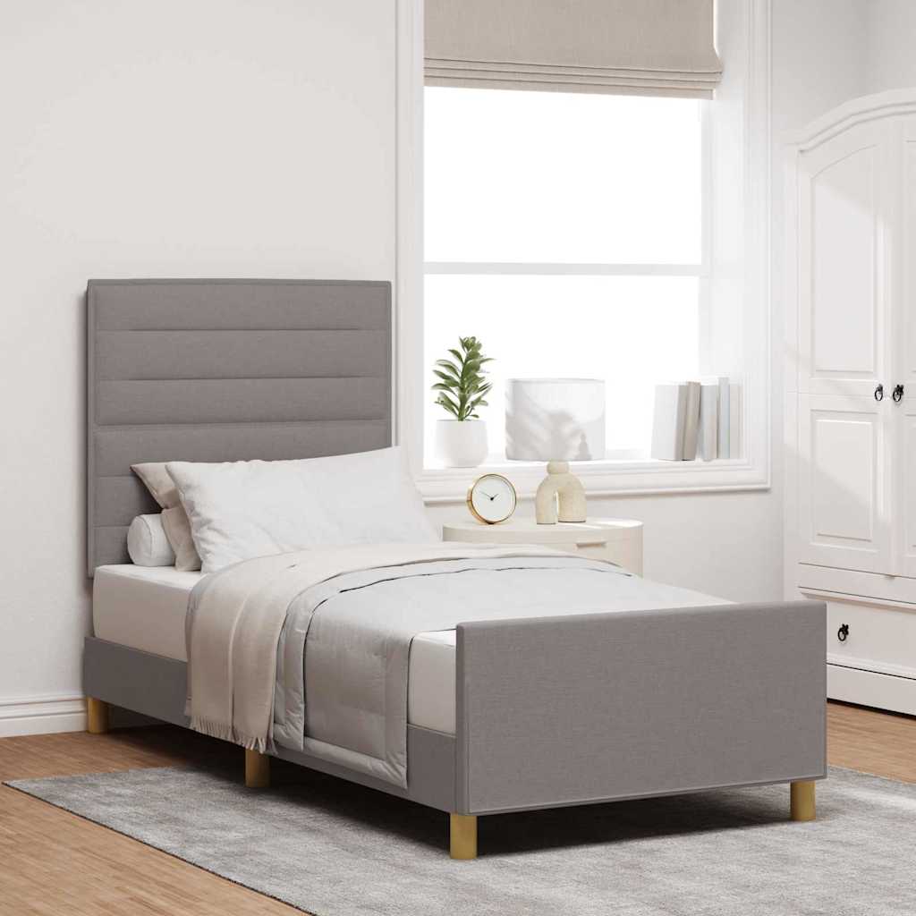 Bettgestell mit Kopfteil Taupe 90 x 200 cm Stoff