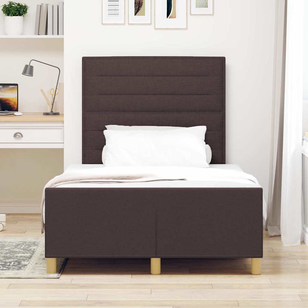Bettgestell mit Kopfteil Dunkelbraun 120 x 190 cm Stoff