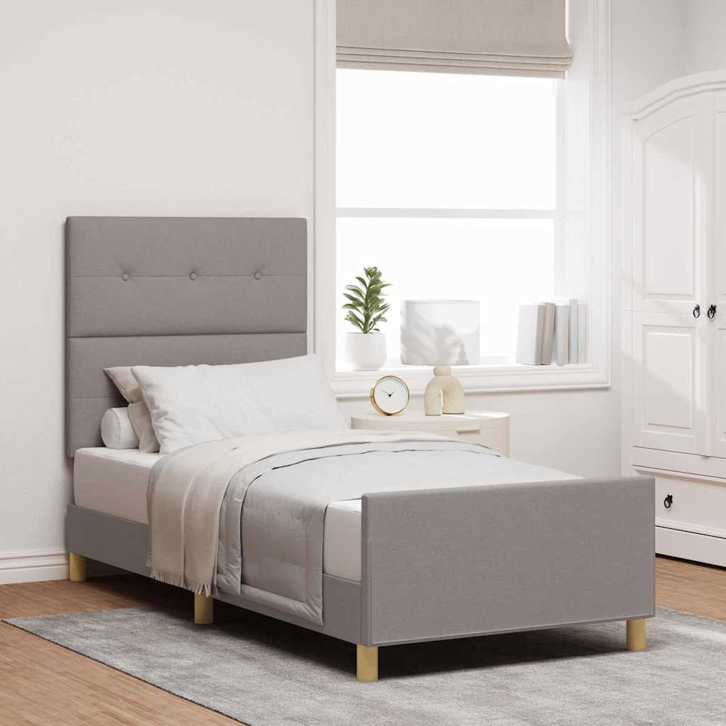 Bettgestell mit Kopfteil Taupe 90 x 200 cm Stoff
