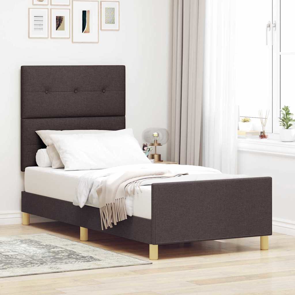 Bettgestell mit Kopfteil Dunkelbraun 100 x 200 cm Stoff