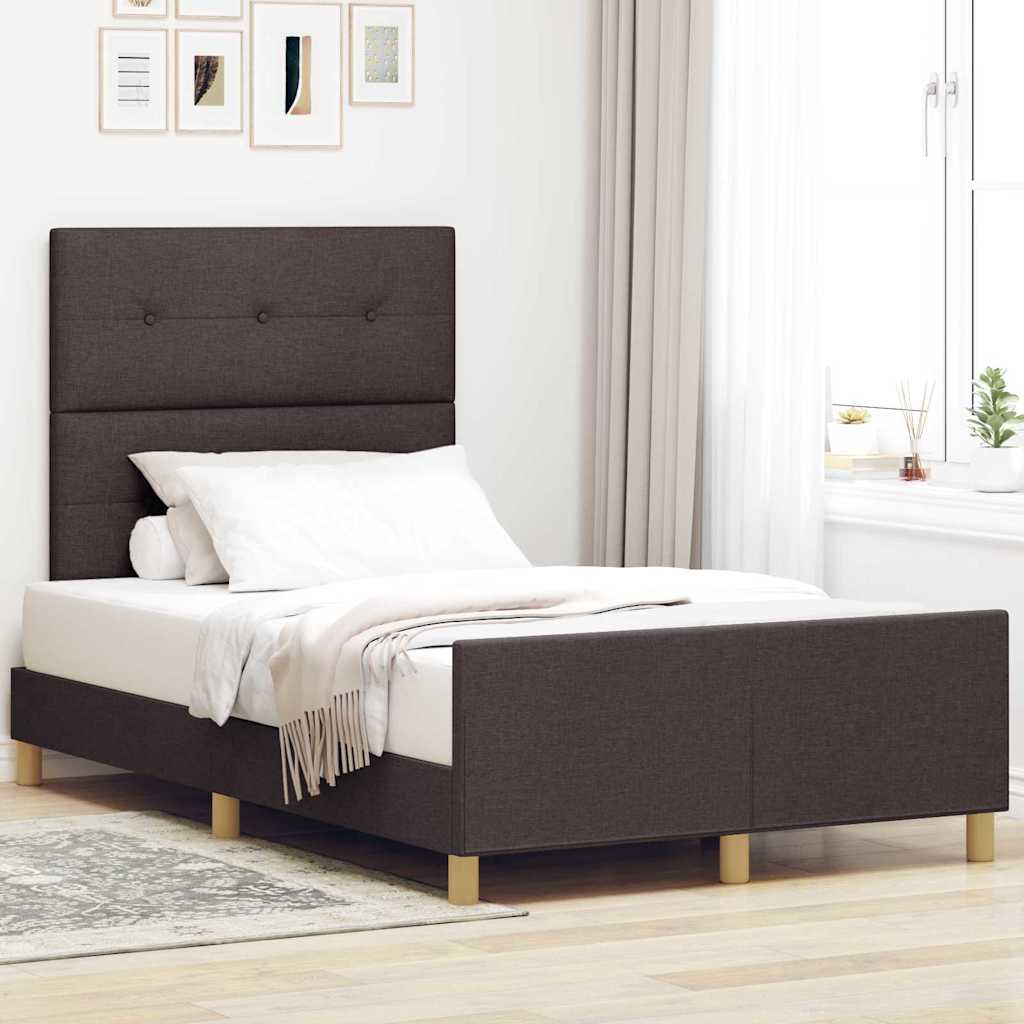 Bettgestell mit Kopfteil Dunkelbraun 120 x 190 cm Stoff