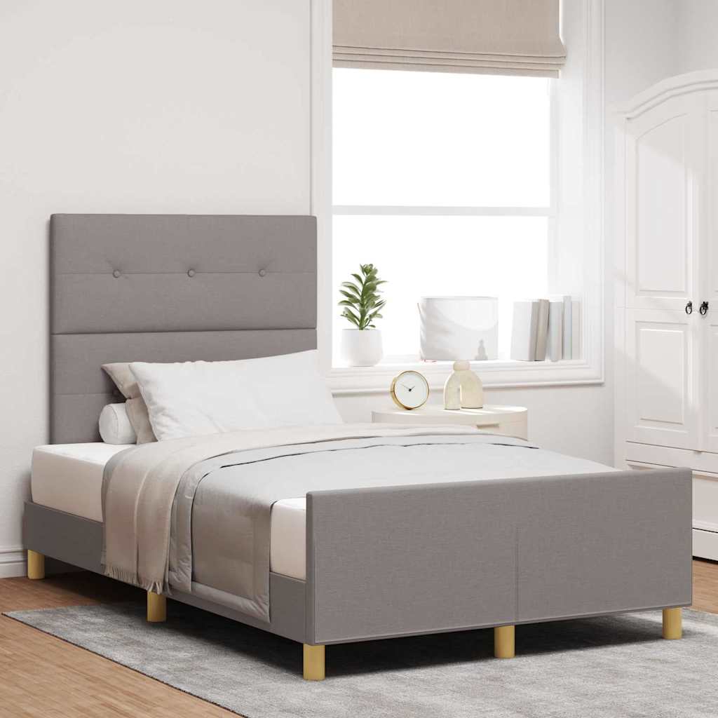 Bettgestell mit Kopfteil Taupe 120 x 190 cm Stoff