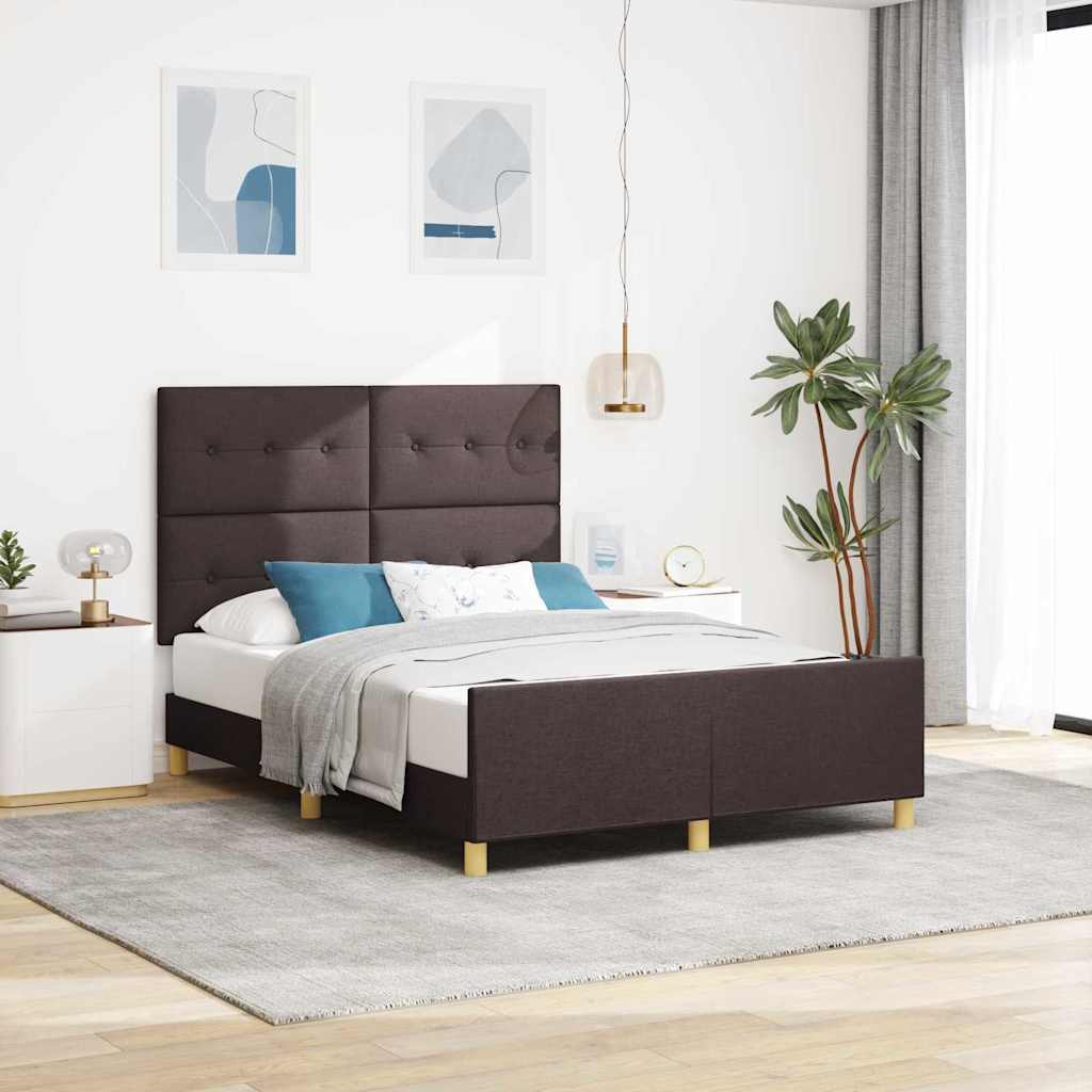 Bettgestell mit Kopfteil Dunkelbraun 140 x 200 cm Stoff